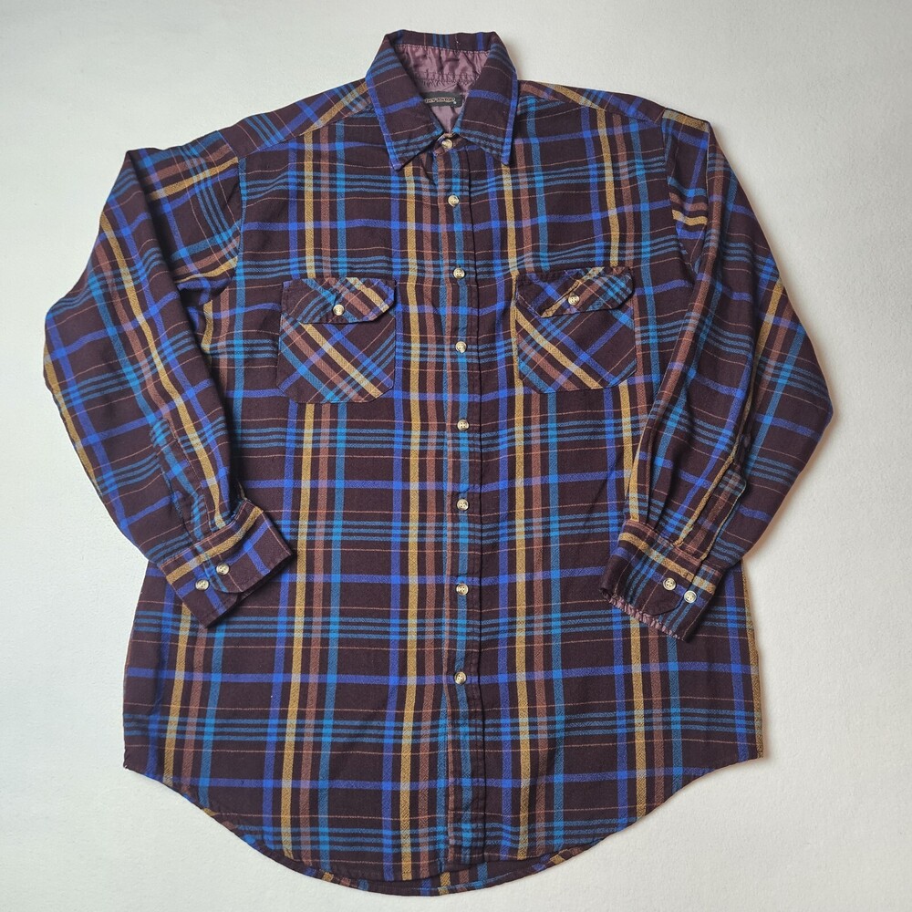 Vintage Flannel Shirt‎ Plaid Men Size LT Tall Red Timber Ridge Pockets Classic